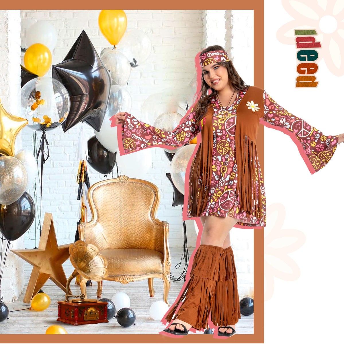 Plus Size Hippie Costume - Women&