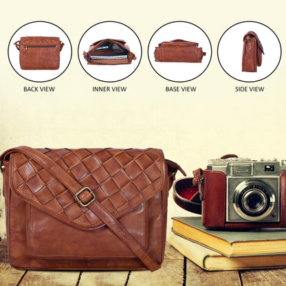 Leather Flapover Crossbody Handbag Purse for Women with Adjustable Strap &amp; Overflap Snap Closure Tote/Bag