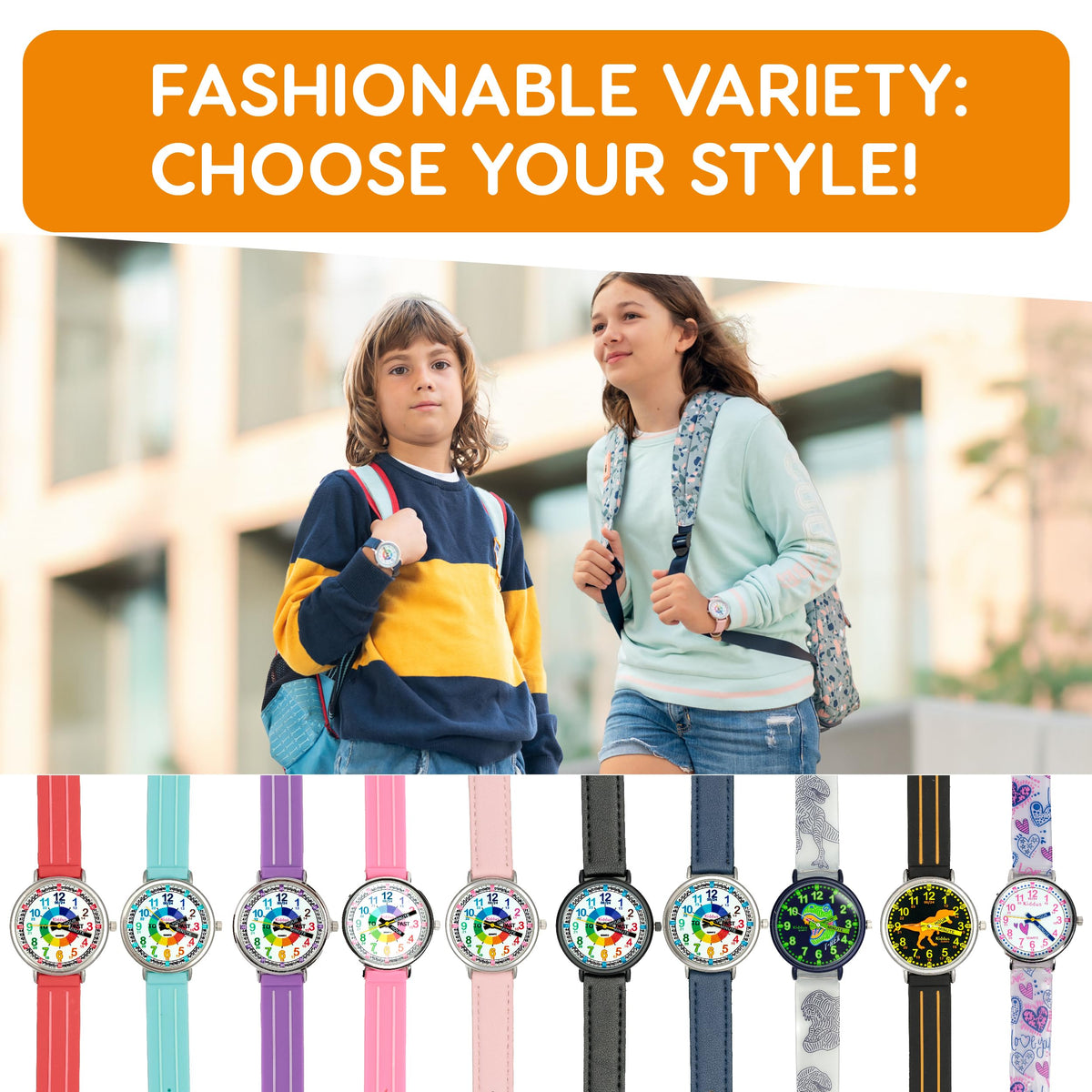 Kids Time Teacher Watch - Educational Analog Watch with Japanese Quartz Movement Ages 5-12
