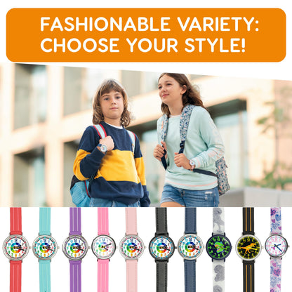 Kids Time Teacher Watch - Educational Analog Watch with Japanese Quartz Movement Ages 5-12