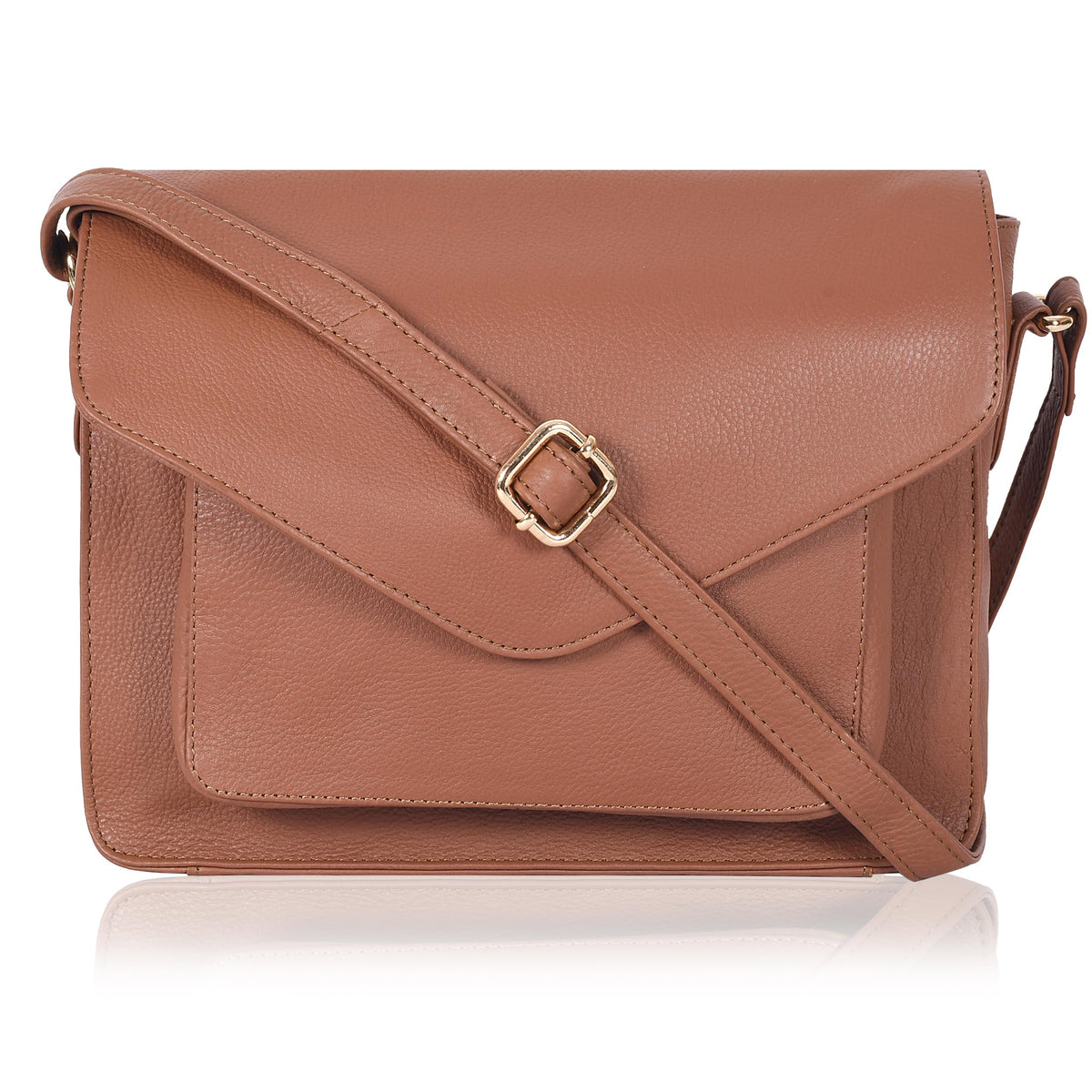 Leather Flapover Crossbody Handbag Purse for Women with Adjustable Strap &amp; Overflap Snap Closure Tote/Bag