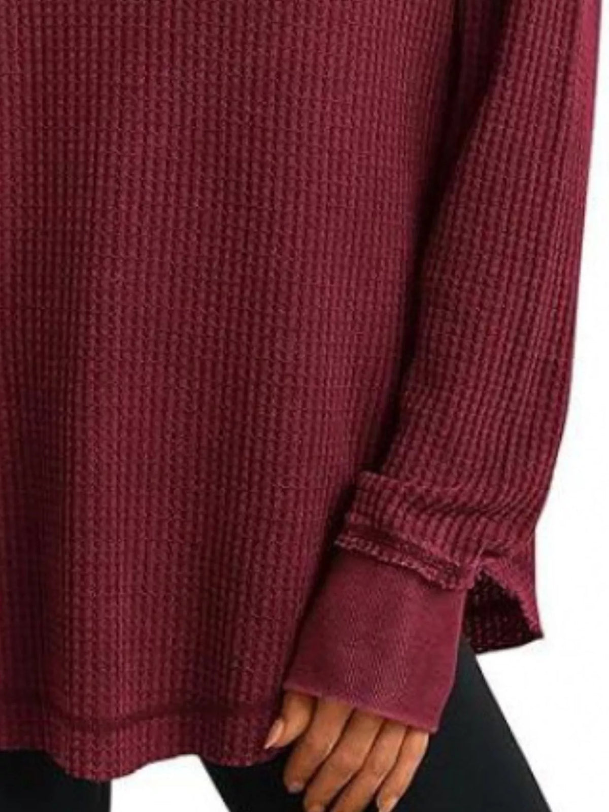 Waffle Knit Long Sleeve Sweatshirt