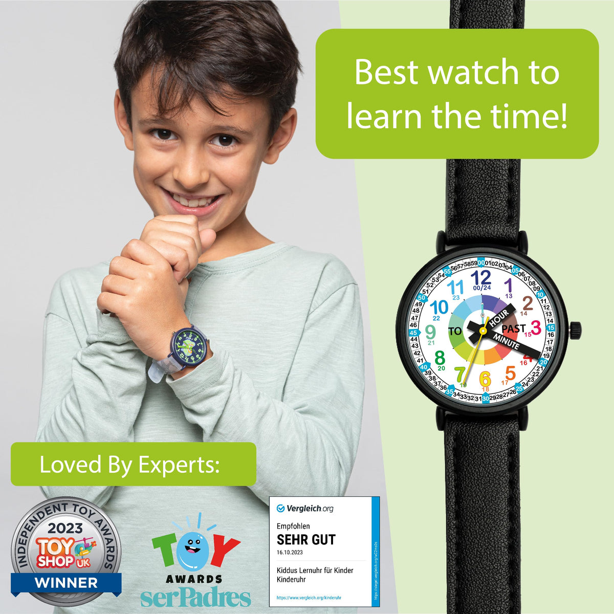 Kids Time Teacher Watch - Educational Analog Watch with Japanese Quartz Movement Ages 5-12