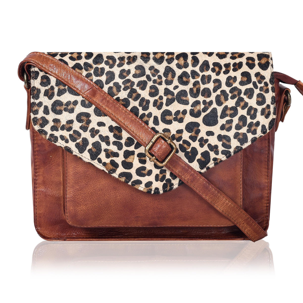 Leather Flapover Crossbody Handbag Purse for Women with Adjustable Strap &amp; Overflap Snap Closure Tote/Bag