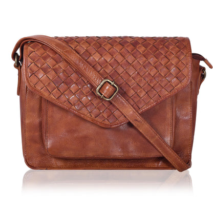 Leather Flapover Crossbody Handbag Purse for Women with Adjustable Strap &amp; Overflap Snap Closure Tote/Bag