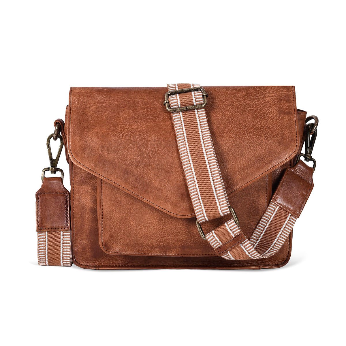 Leather Flapover Crossbody Handbag Purse for Women with Adjustable Strap &amp; Overflap Snap Closure Tote/Bag