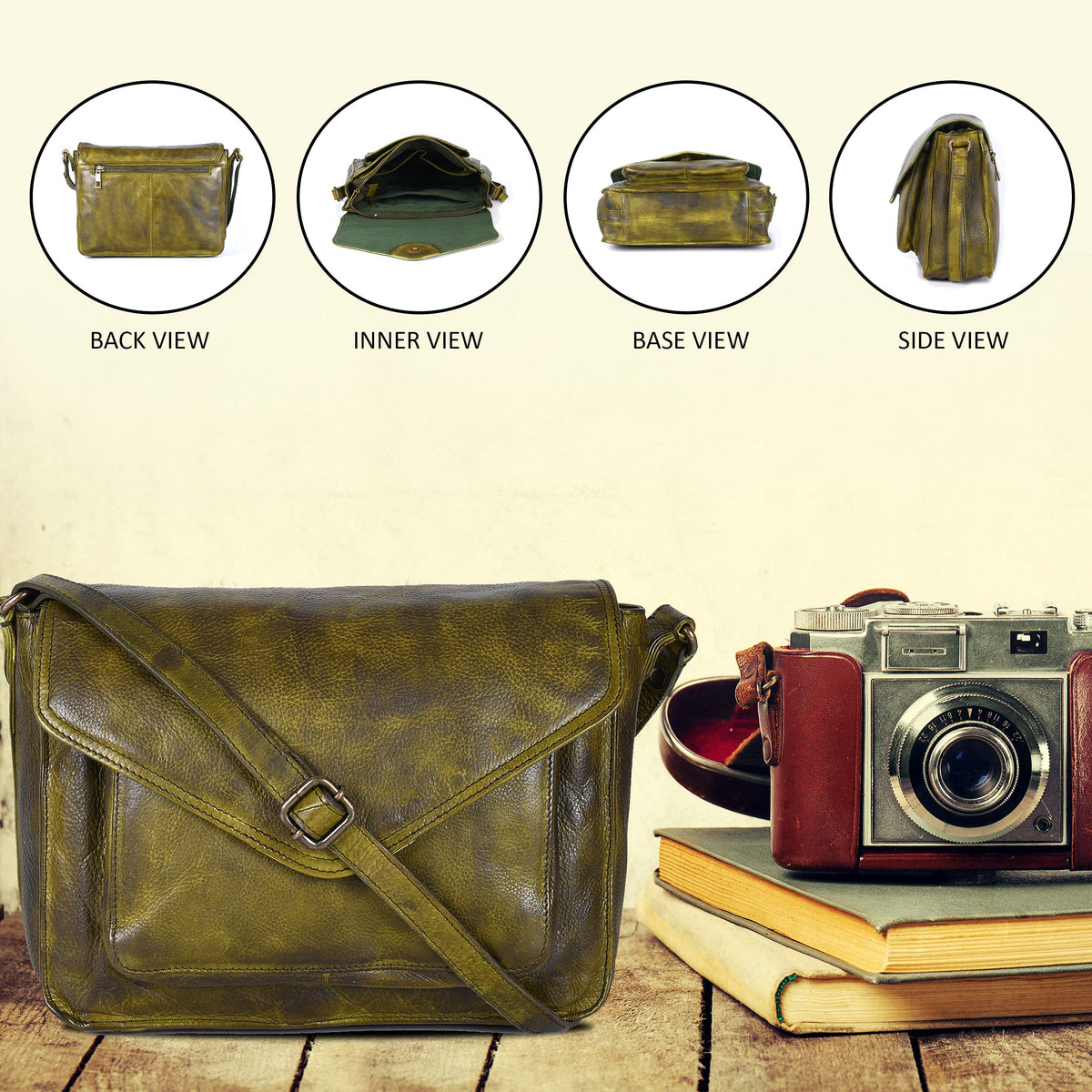Leather Flapover Crossbody Handbag Purse for Women with Adjustable Strap &amp; Overflap Snap Closure Tote/Bag