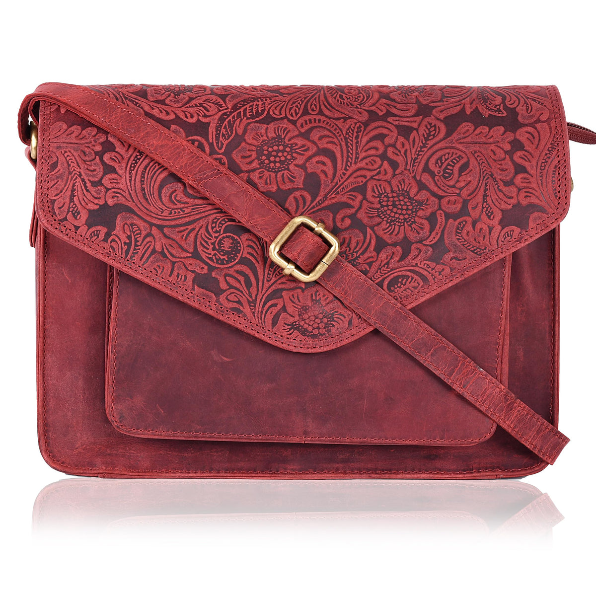 Leather Flapover Crossbody Handbag Purse for Women with Adjustable Strap &amp; Overflap Snap Closure Tote/Bag
