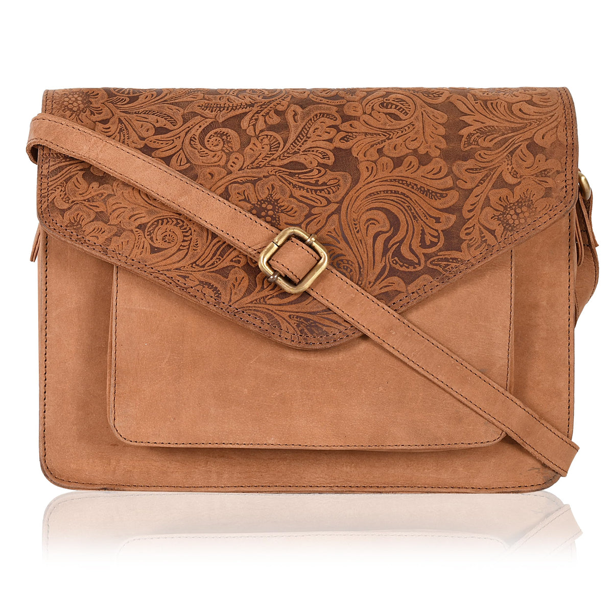 Leather Flapover Crossbody Handbag Purse for Women with Adjustable Strap &amp; Overflap Snap Closure Tote/Bag