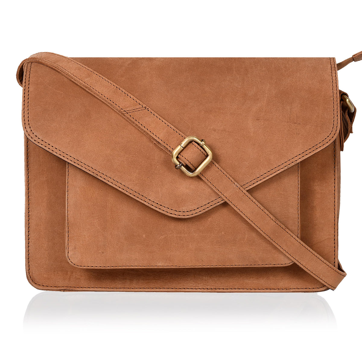 Leather Flapover Crossbody Handbag Purse for Women with Adjustable Strap &amp; Overflap Snap Closure Tote/Bag