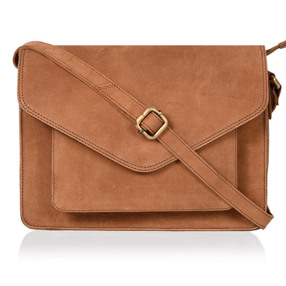 Leather Flapover Crossbody Handbag Purse for Women with Adjustable Strap &amp; Overflap Snap Closure Tote/Bag