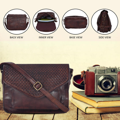 Leather Flapover Crossbody Handbag Purse for Women with Adjustable Strap &amp; Overflap Snap Closure Tote/Bag