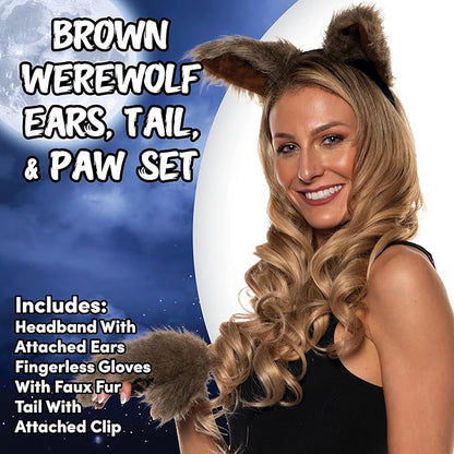 Cute Brown &amp; Gray Animal Werewolf Costume Accessory Kit