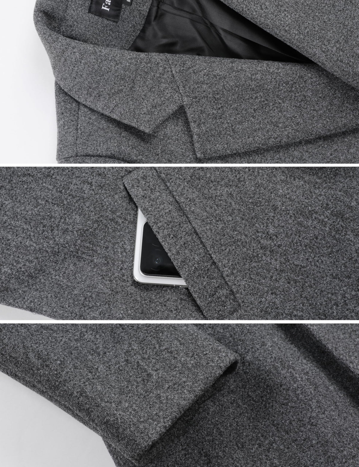 Wool Blend Pea Coat - Double Breasted Mid Length Trench Coat for Women