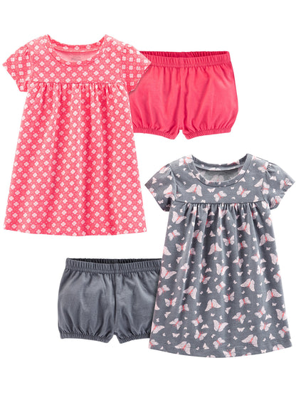 Girls Dress Set 2-Pack - Short Sleeve and Sleeveless Dresses