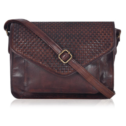Leather Flapover Crossbody Handbag Purse for Women with Adjustable Strap &amp; Overflap Snap Closure Tote/Bag