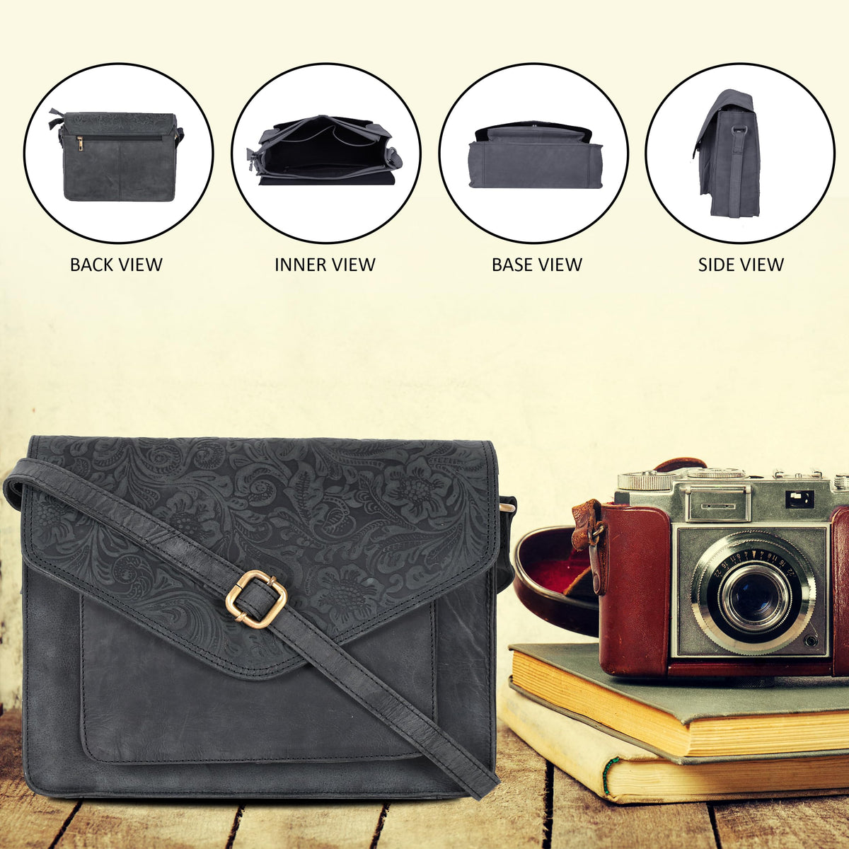 Leather Flapover Crossbody Handbag Purse for Women with Adjustable Strap &amp; Overflap Snap Closure Tote/Bag