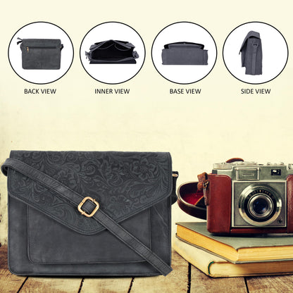 Leather Flapover Crossbody Handbag Purse for Women with Adjustable Strap &amp; Overflap Snap Closure Tote/Bag