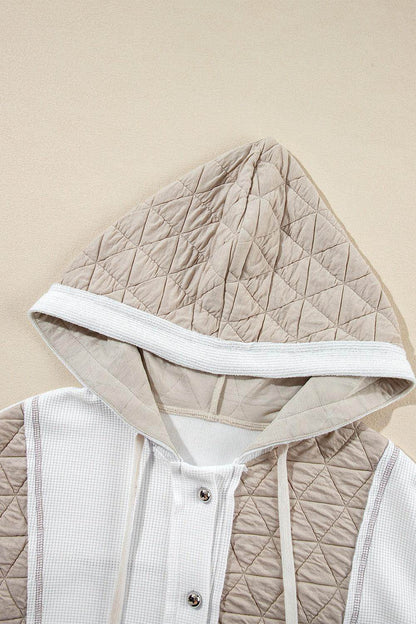 Drawstring Color Block Long Sleeve Jacket for Women Fashion