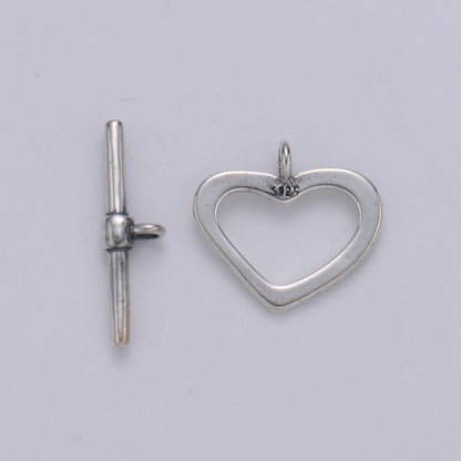 925 Sterling Silver Heart Clasp, Heart Toggle Clasp for necklace, bracelet, DIY Jewelry Making SL-252