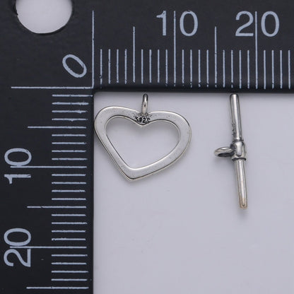 925 Sterling Silver Heart Clasp, Heart Toggle Clasp for necklace, bracelet, DIY Jewelry Making SL-252