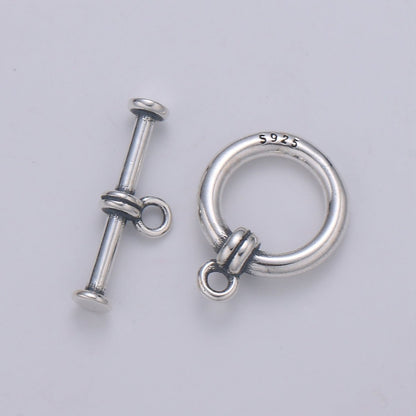 925 Sterling Silver OT Clasp, Circle and Toggle Clasp for necklace, bracelet, DIY Jewelry making SL-254