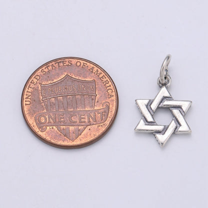 925 Sterling Silver Six Pointed Star Charm, Star Charm Hexagram Charm for Necklace Bracelet Earring Component Supply SL-116