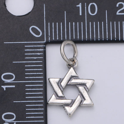 925 Sterling Silver Six Pointed Star Charm, Star Charm Hexagram Charm for Necklace Bracelet Earring Component Supply SL-116