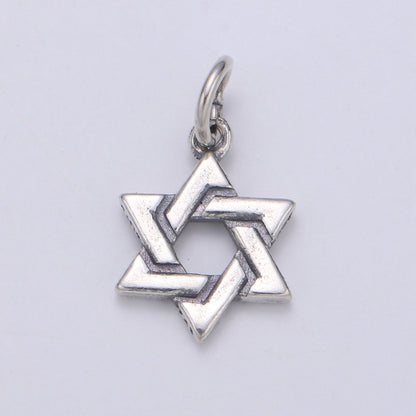 925 Sterling Silver Six Pointed Star Charm, Star Charm Hexagram Charm for Necklace Bracelet Earring Component Supply SL-116
