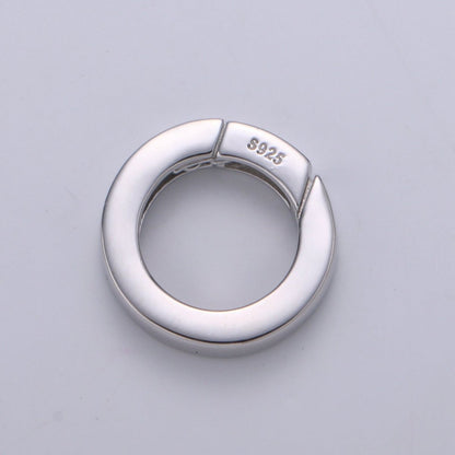 925 Sterling Silver Spring Gate Ring, 16mm Push Gate ring, Charm Holder Clasp for Connector, Wristlet Holder SL-245