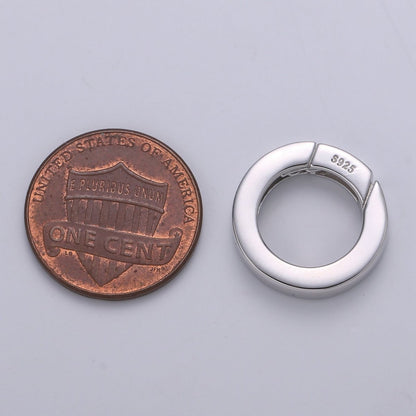 925 Sterling Silver Spring Gate Ring, 16mm Push Gate ring, Charm Holder Clasp for Connector, Wristlet Holder SL-245