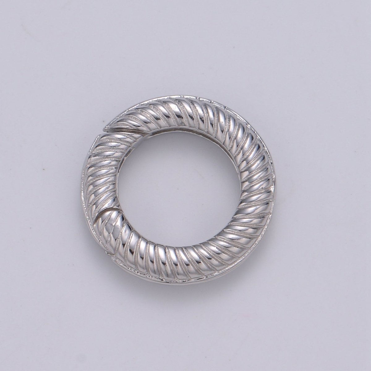 925 Sterling Silver Spring Gate Rope Ring, 16 mm Twisted Push Gate ring, Charm Holder Clasp for Connector, Wristlet Holder SL-249