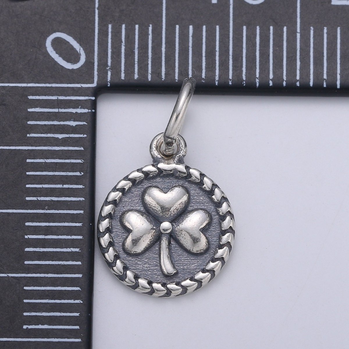 925 Sterling Silver Three Leaf Clover Charm, Message Charm Silver Happy Charm for Necklace Bracelet Earring, Good Luck Charm SL-103