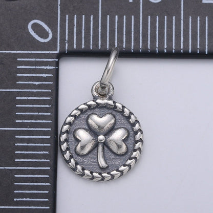 925 Sterling Silver Three Leaf Clover Charm, Message Charm Silver Happy Charm for Necklace Bracelet Earring, Good Luck Charm SL-103