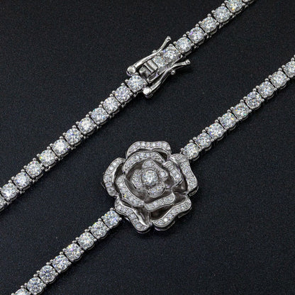 925 Silver Set Moissani Hip-hop Personalized Rose Necklace