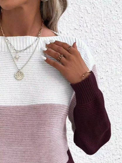 Color Block Long Sleeve Sweater