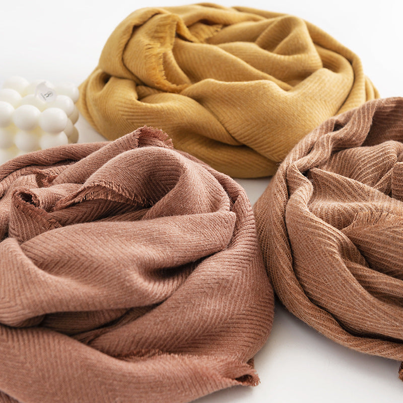 Herringbone Pattern Monochrome Artificial Cashmere Scarf Women&