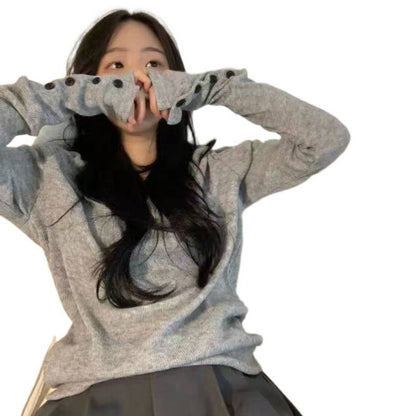 Korean-style Elegant And Versatile Top With Slit Cuffs