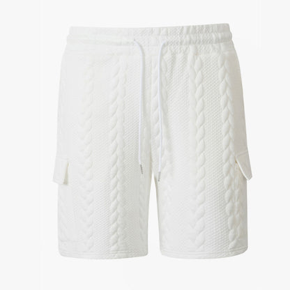 Mens Drawstring Jacquard Casual Shorts