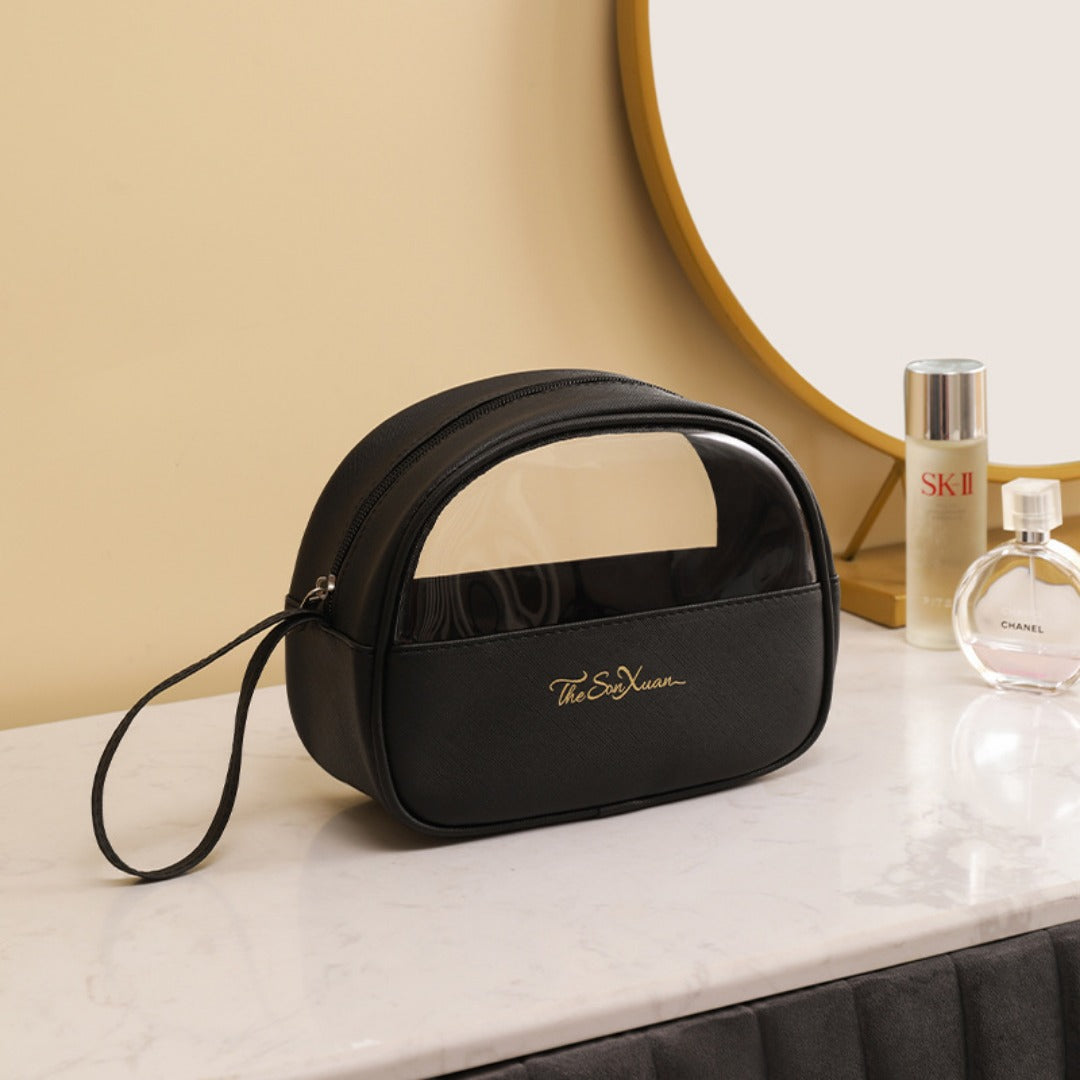 Portable large-capacity travel translucent cosmetic bag, Pu multi-functional waterproof toilet bag, portable skin care product storage bag, makeup bag organizer,Makeup bags, small