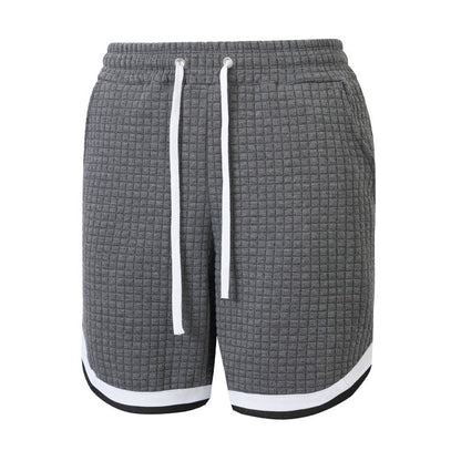 Mens Sporty Plaid-Panel Short Shorts