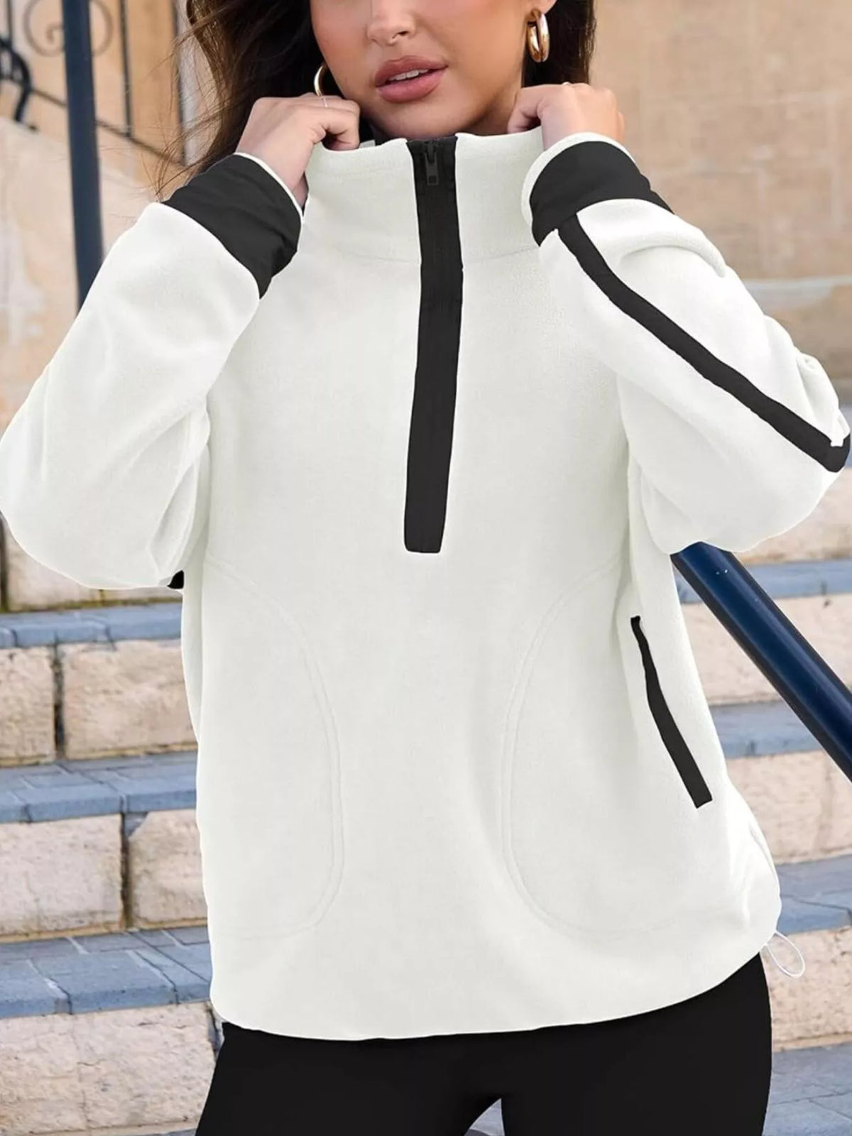 Half Zip Dropped Shoulder Sweatshirt