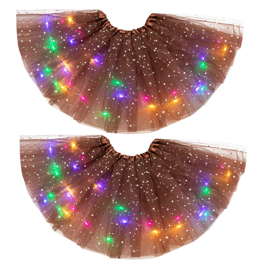 Magical &amp; Luminous  LED Princess Halloween Tutu Skirt Sequins Shiny Skirt