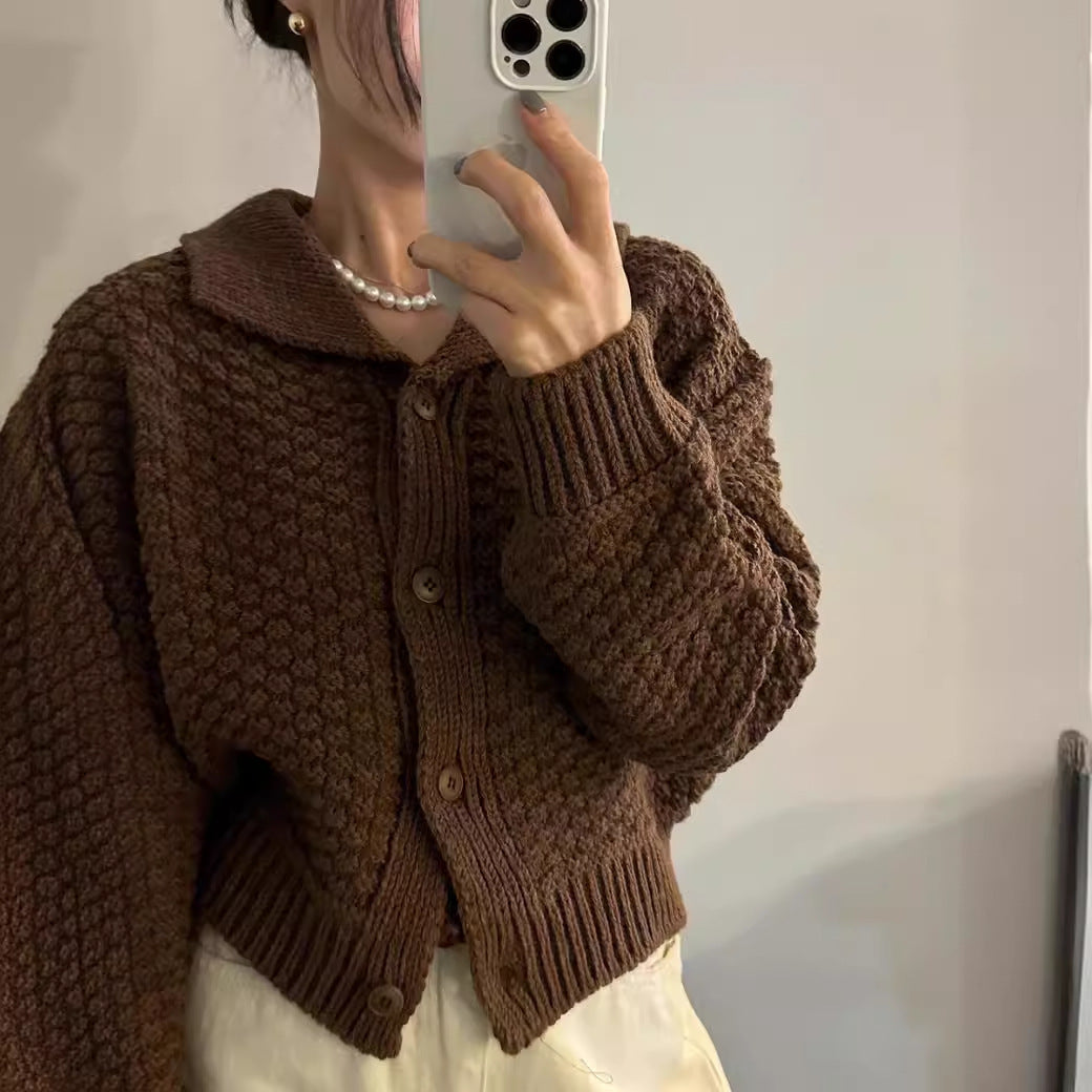 Retro Short Sweater Cardigan Women&
