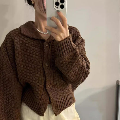 Retro Short Sweater Cardigan Women&