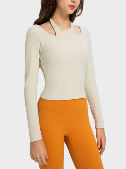 Millennia Halter Neck Long Sleeve Sporty Top
