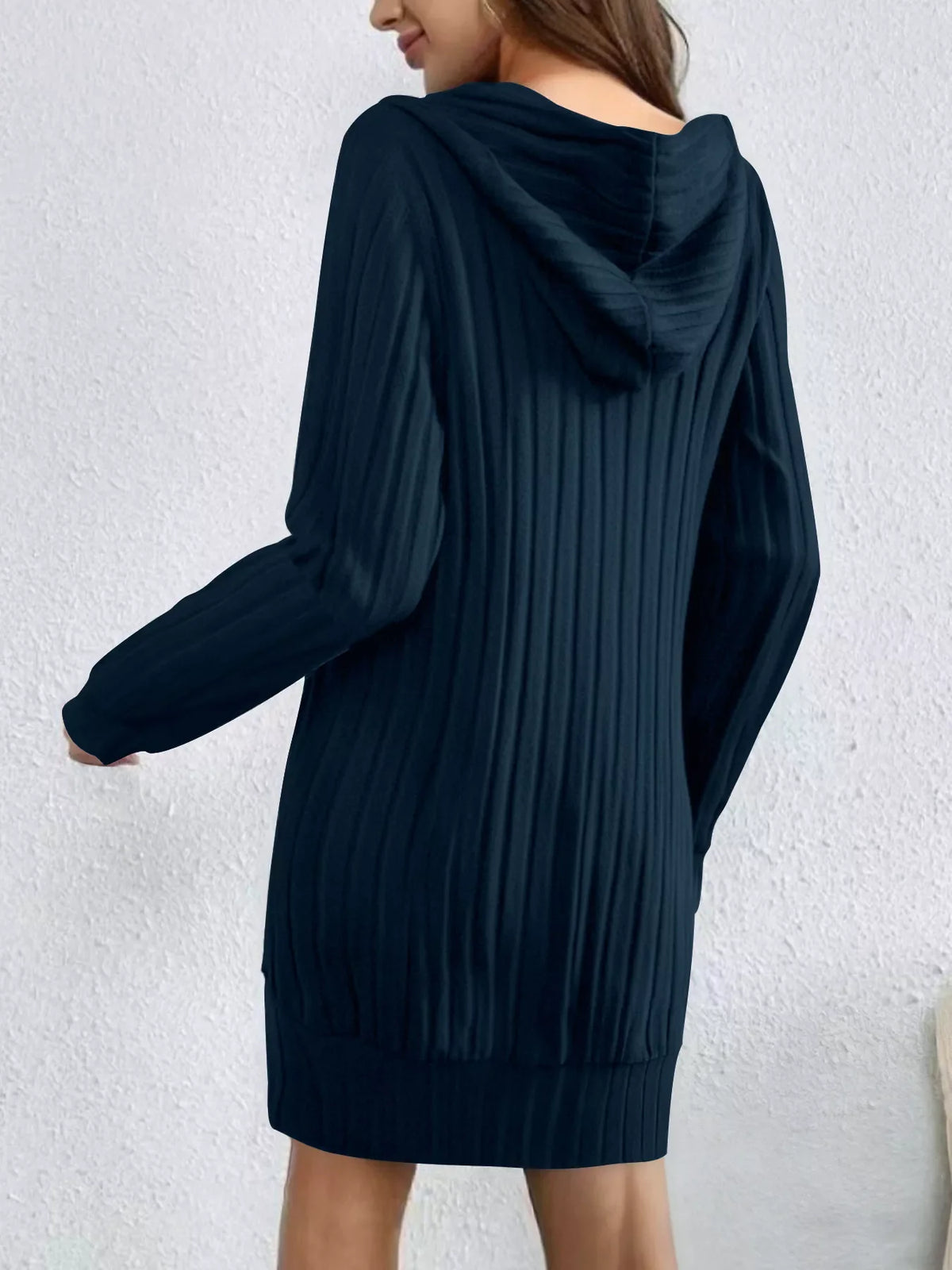 Ribbed Knit Hoodie Dress