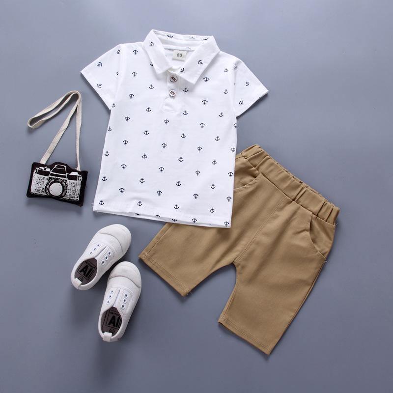 Modern Luxury Baby Boys T shirt And Shorts Anchor Printed Children&