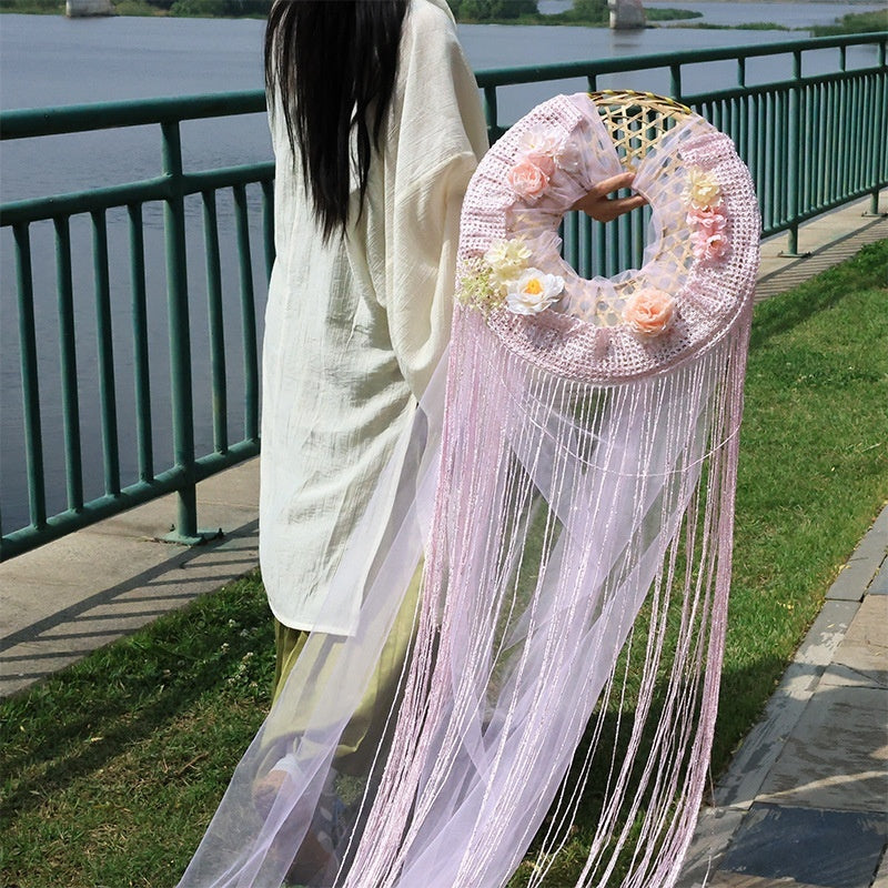 Hanfu Hat Bamboo Hat Tassel Crystal Curtain Chivalrous Woman Bamboo Hat Veil