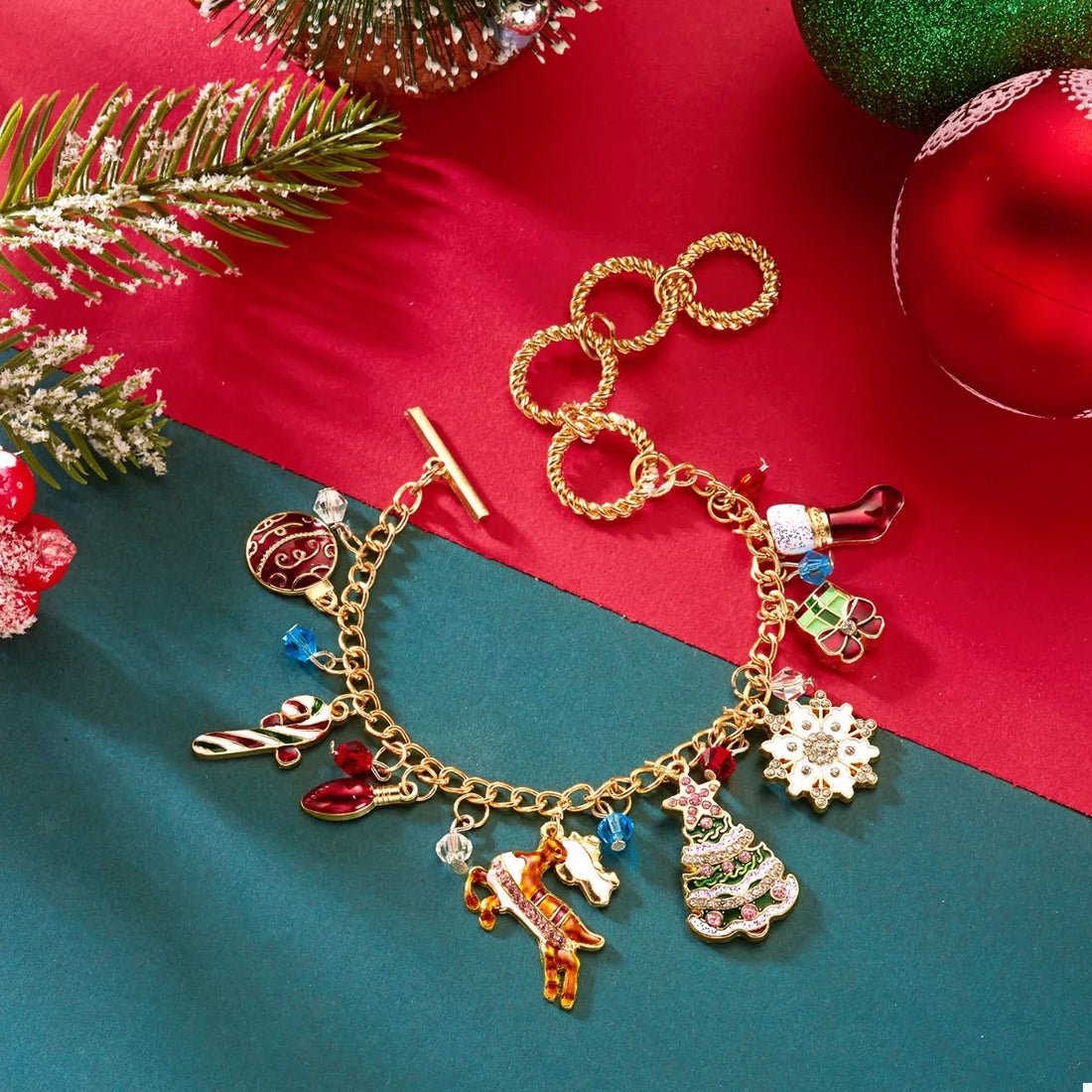 18K Gold-Plated Christmas Charm Bracelet